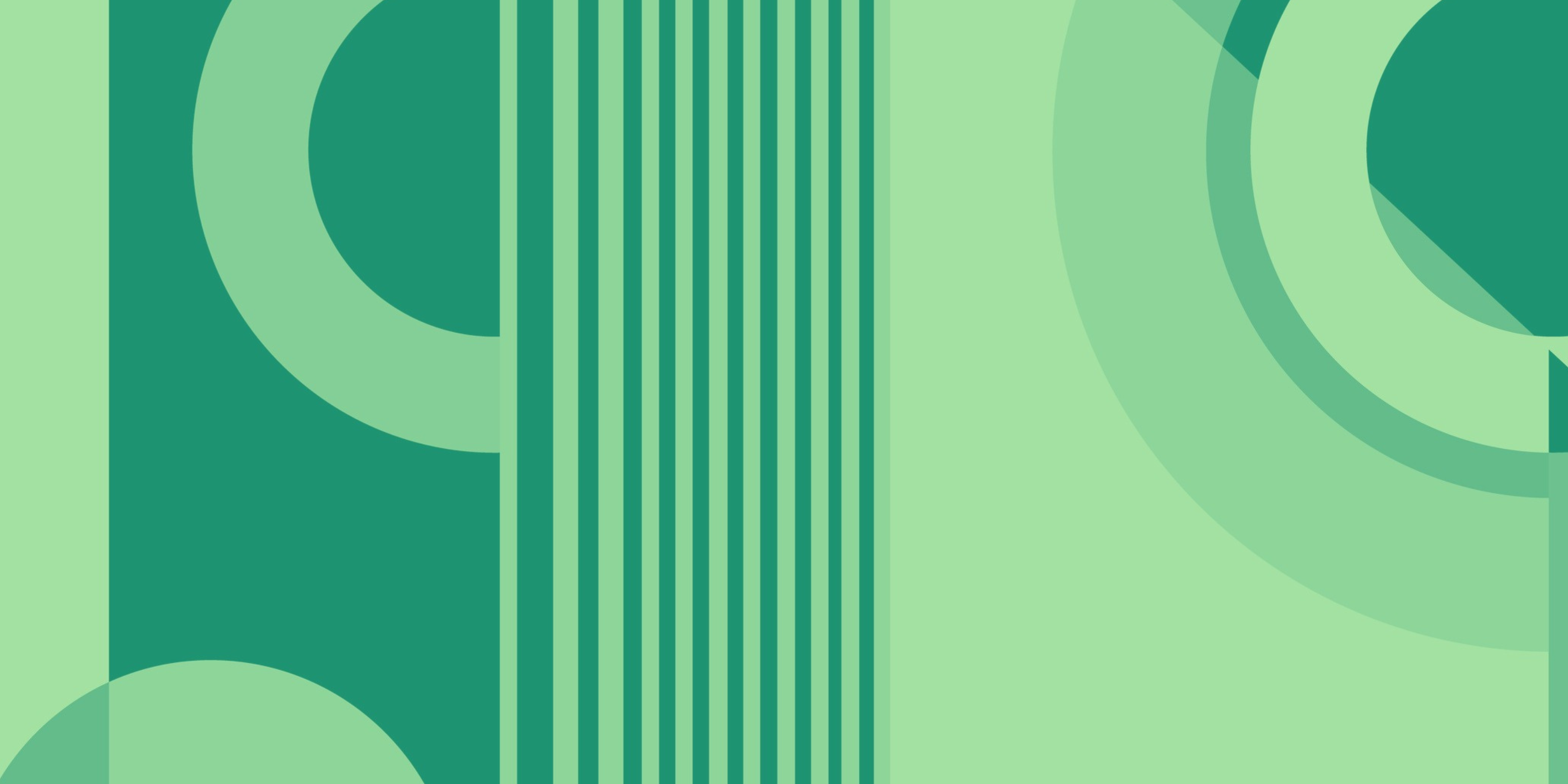Banner con figuras geométricas en color verde.